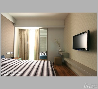 陈禹简约风格公寓经济型140平米以上卧室电视背景墙床图片