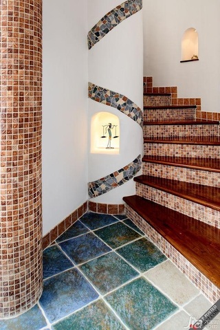木水混搭风格别墅富裕型140平米以上楼梯装修图片