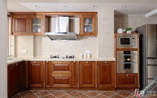 木水混搭风格别墅大气富裕型140平米以上厨房橱柜图片