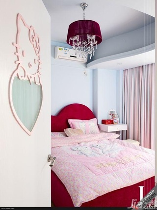 木水混搭风格公寓可爱经济型70平米卧室床图片