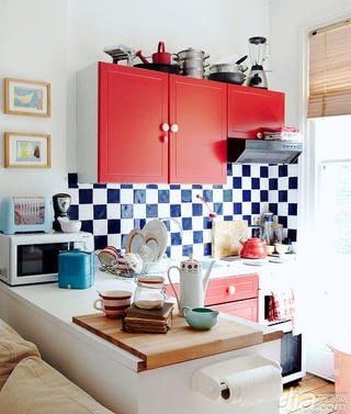 混搭风格小户型小清新经济型50平米厨房橱柜安装图