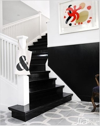 北欧风格黑白富裕型120平米楼梯装修图片