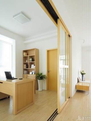 木水简约风格公寓实用经济型90平米书房隔断书桌效果图