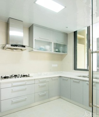 木水简约风格公寓白色经济型90平米厨房橱柜订做