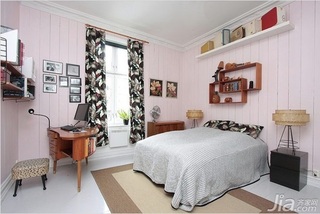 北欧风格一居室富裕型120平米卧室卧室背景墙床效果图
