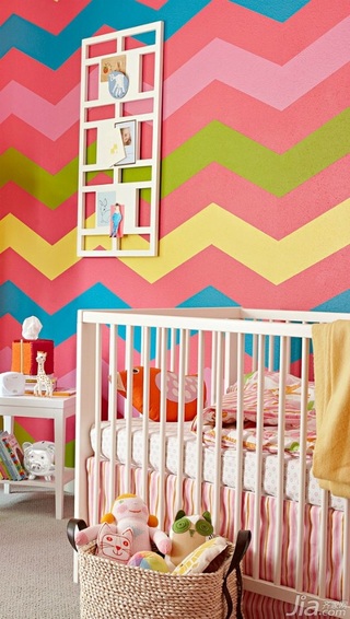 混搭风格二居室可爱110平米儿童房卧室背景墙儿童床效果图
