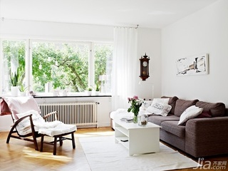 北欧风格二居室小清新白色富裕型110平米客厅沙发效果图