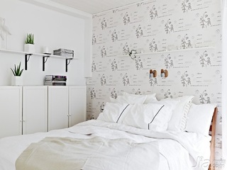 北欧风格二居室白色富裕型110平米卧室卧室背景墙床效果图