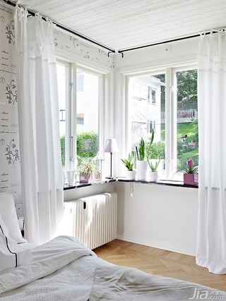 北欧风格二居室白色富裕型110平米卧室窗帘图片
