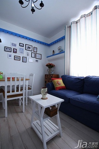 地中海风格小户型经济型40平米照片墙沙发婚房家居图片