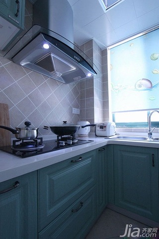 地中海风格小户型蓝色经济型40平米厨房橱柜婚房家装图片