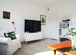 北欧风格一居室小清新白色经济型40平米电视柜图片