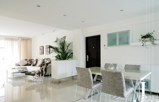 木水简约风格公寓小清新白色经济型90平米客厅沙发效果图
