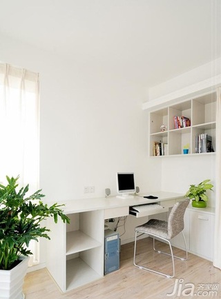 木水简约风格公寓白色经济型90平米书房书桌效果图