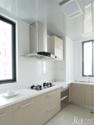 木水简约风格公寓白色经济型100平米厨房橱柜订做
