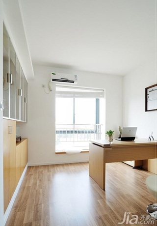 木水简约风格公寓经济型100平米书房飘窗书桌图片