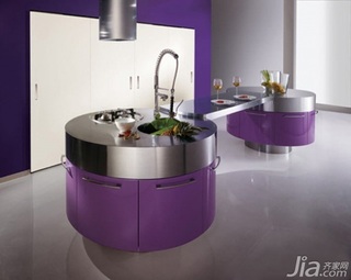 简约风格二居室紫色富裕型130平米厨房橱柜定做
