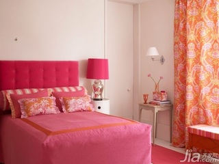 混搭风格二居室浪漫红色富裕型90平米卧室床效果图
