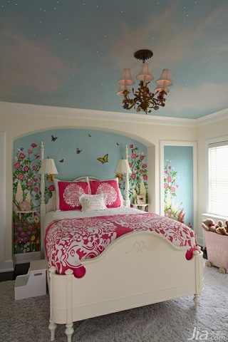 混搭风格二居室富裕型90平米卧室卧室背景墙床效果图