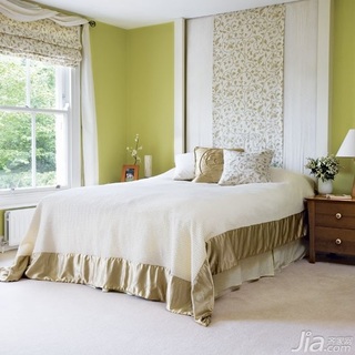 混搭风格二居室小清新绿色富裕型90平米卧室卧室背景墙床图片