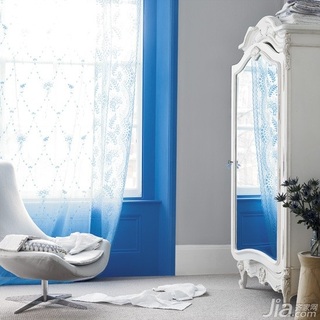 混搭风格二居室蓝色富裕型90平米卧室窗帘图片