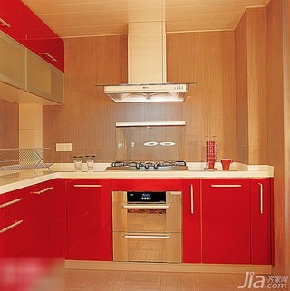 10款现代红色整体橱柜 给厨房添味