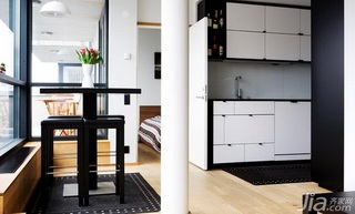 简约风格公寓黑白经济型50平米餐厅餐桌效果图