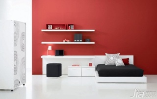 混搭风格可爱红色经济型80平米卧室床效果图