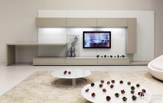 简约风格公寓豪华型130平米客厅电视背景墙电视柜图片