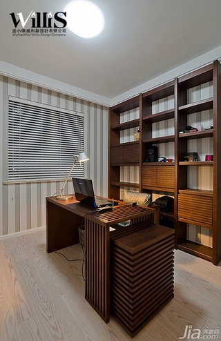 巫小伟简约风格公寓富裕型130平米书房书桌效果图