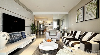 简约风格一居室富裕型90平米客厅电视背景墙沙发图片