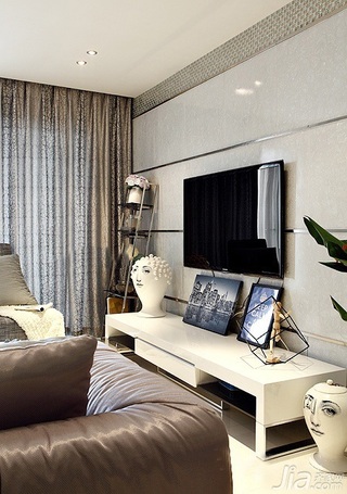 简约风格一居室富裕型90平米客厅电视背景墙电视柜图片