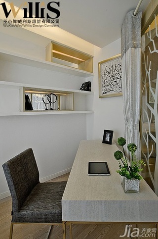 巫小伟简约风格公寓富裕型130平米书房隔断书桌图片