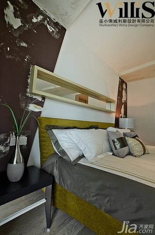 巫小伟简约风格公寓大气富裕型130平米卧室卧室背景墙床效果图