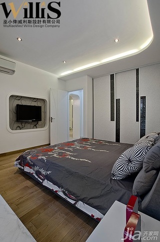 巫小伟混搭风格公寓经济型110平米卧室电视背景墙床图片