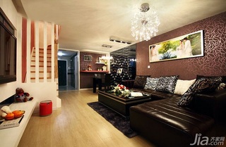混搭风格一居室富裕型90平米客厅沙发背景墙沙发婚房家装图