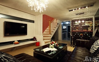 混搭风格一居室富裕型90平米客厅电视背景墙茶几婚房设计图纸