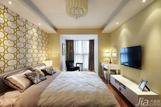 混搭风格三居室富裕型110平米卧室卧室背景墙床效果图