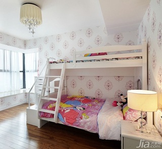 混搭风格三居室富裕型110平米儿童房卧室背景墙儿童床效果图