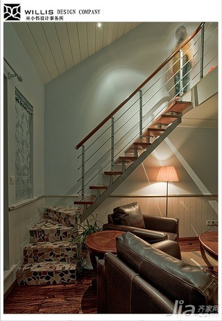 巫小伟混搭风格别墅富裕型140平米以上地下室楼梯沙发图片