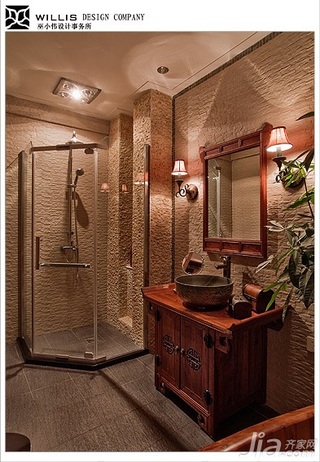 巫小伟混搭风格别墅富裕型140平米以上卫生间洗手台效果图