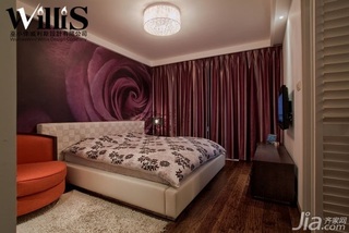 巫小伟中式风格别墅富裕型130平米卧室卧室背景墙床效果图