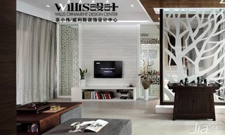 巫小伟中式风格跃层大气富裕型140平米以上客厅隔断电视柜效果图
