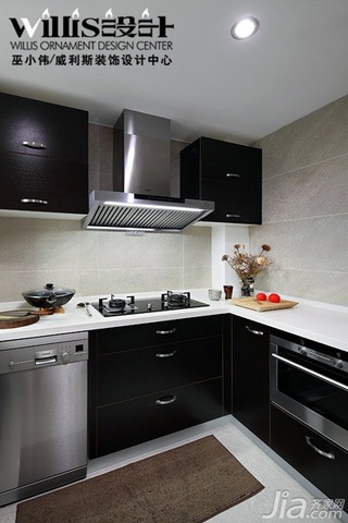 巫小伟中式风格跃层富裕型140平米以上厨房橱柜定制