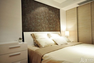 简约风格二居室富裕型卧室卧室背景墙床图片