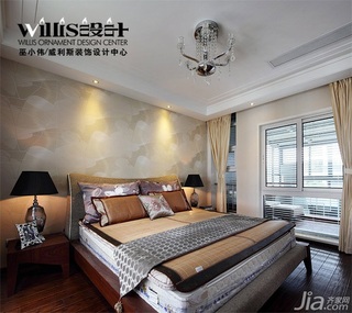 巫小伟简约风格别墅大气富裕型140平米以上卧室床旧房改造家装图