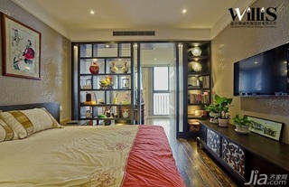 巫小伟中式风格复式富裕型140平米以上卧室床图片