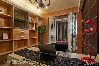 巫小伟简约风格公寓富裕型140平米以上书房书桌效果图
