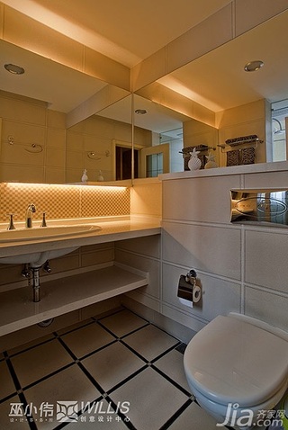 巫小伟简约风格公寓富裕型140平米以上卫生间洗手台图片