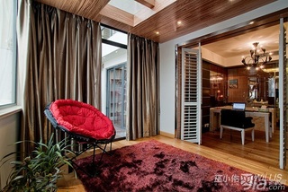 巫小伟简约风格公寓富裕型140平米以上阳台书桌图片